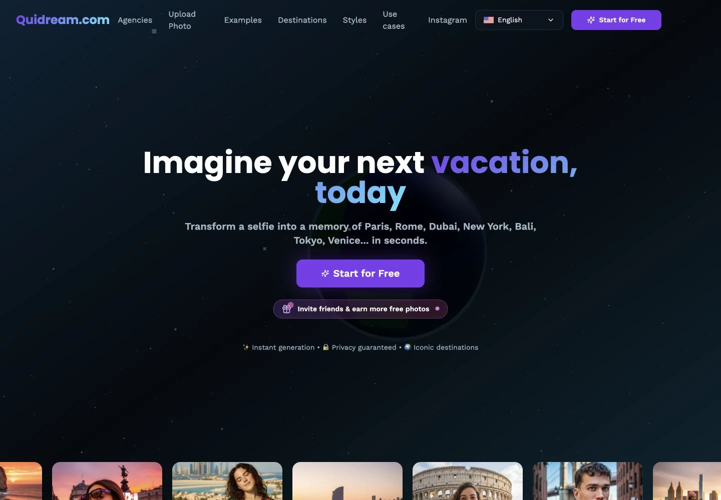 Captura de la web de Quidream