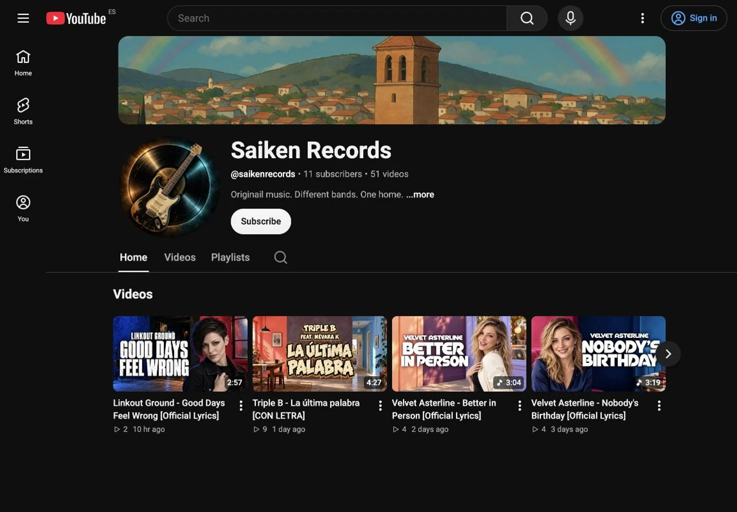Captura del canal de YouTube Saiken Records
